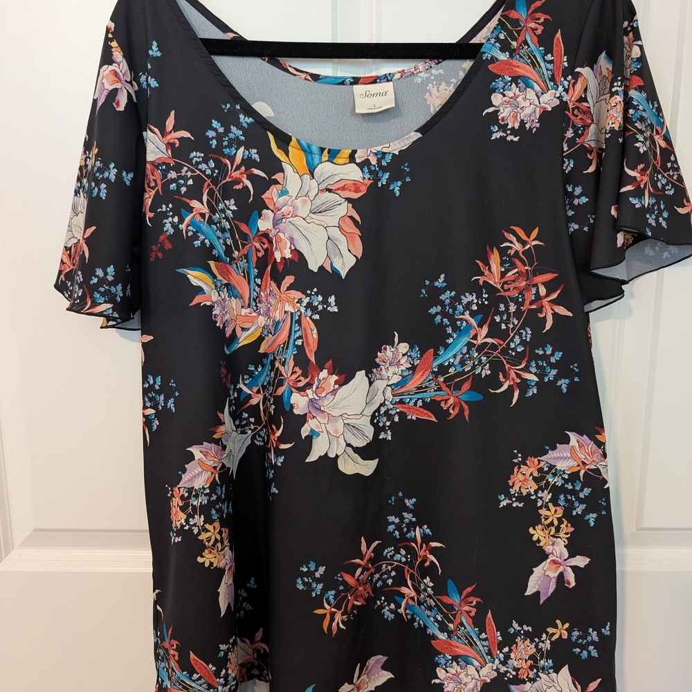 Soma Women's Black Floral Blouse